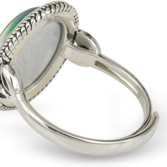 Vintage Style Antique Silver Plating Brass Oval Stone Color Change Mood Ring Siz - Picture 8 of 8